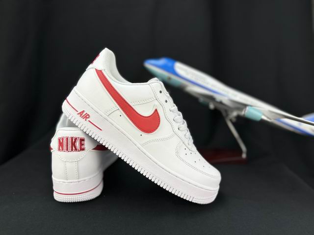 Cheap Nike Air Force 1 White Red Double Swoosh Shoes Men and Women-10 - Click Image to Close